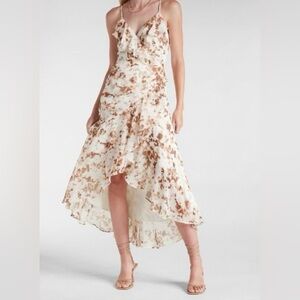 Express Brown and Cream Maxi Skirt Fit and Flare